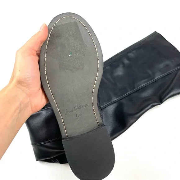 Sam Edelman Narisa Over The Knee Boots Black Leather Low Heel Classic! Size 6.5 - Picture 8 of 9